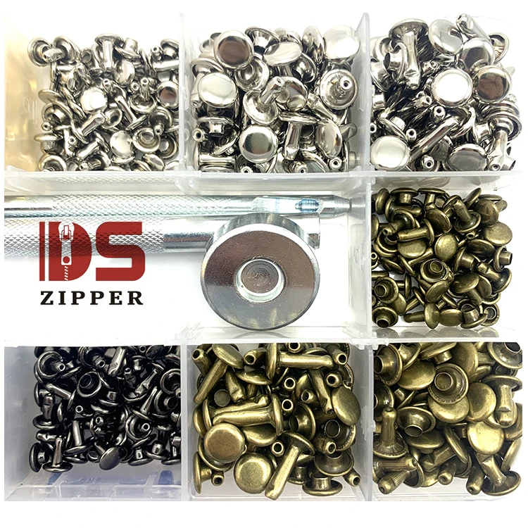 
High quality 6-12mm metal rivet round rivet set box for leather craft bag belt clothing clothing shoes pet collar decoration 