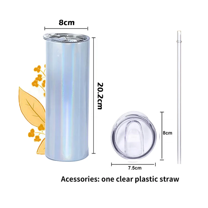 US Warehouse stocked 20oz Sublimation shimmer Glitter Light Tumbler Cups in Bulk With sliding Lid and Straw