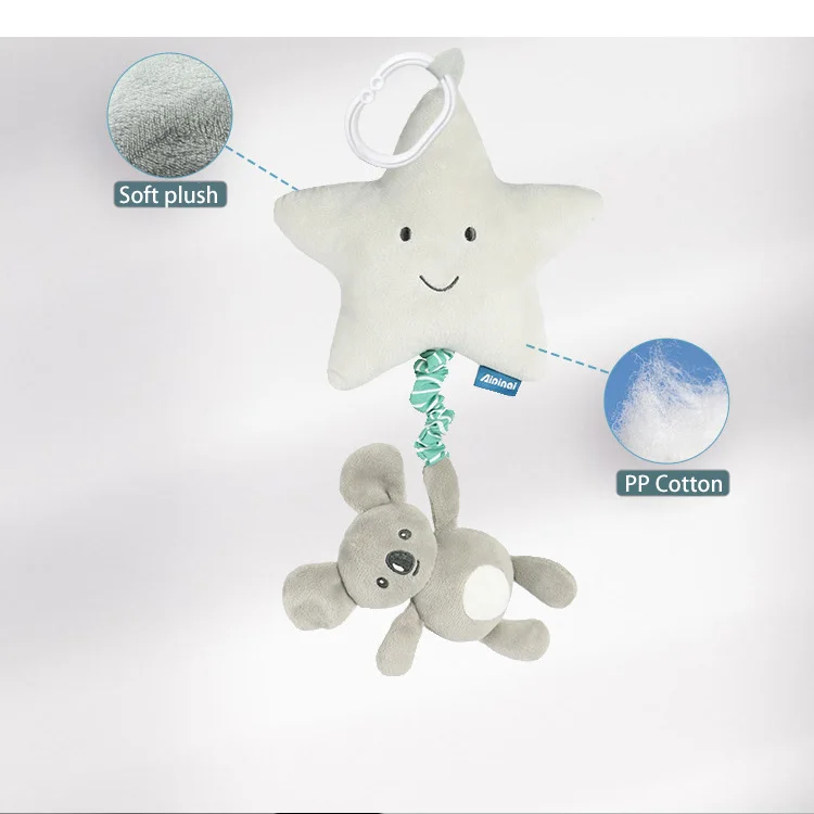 Cute plush toy with musical pull string music hanging car seat soft toys N052