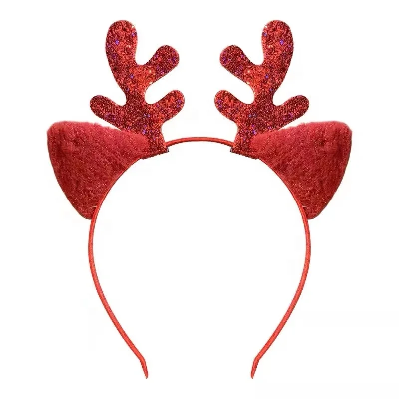EAGLEGIFTS Women Girls Reindeer Headbands Antler Deer Elk Kids Santa Head Band New Year Christmas Headband