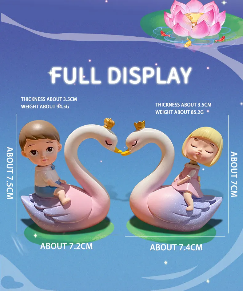 BaiMao 2pcs /pair swan girls and boys design modern statues home decoration desktop lovers resin crafts