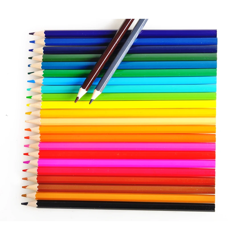 
Hot sales custom logo 7 inches basswood hexagonal 24 colors pencil for school 