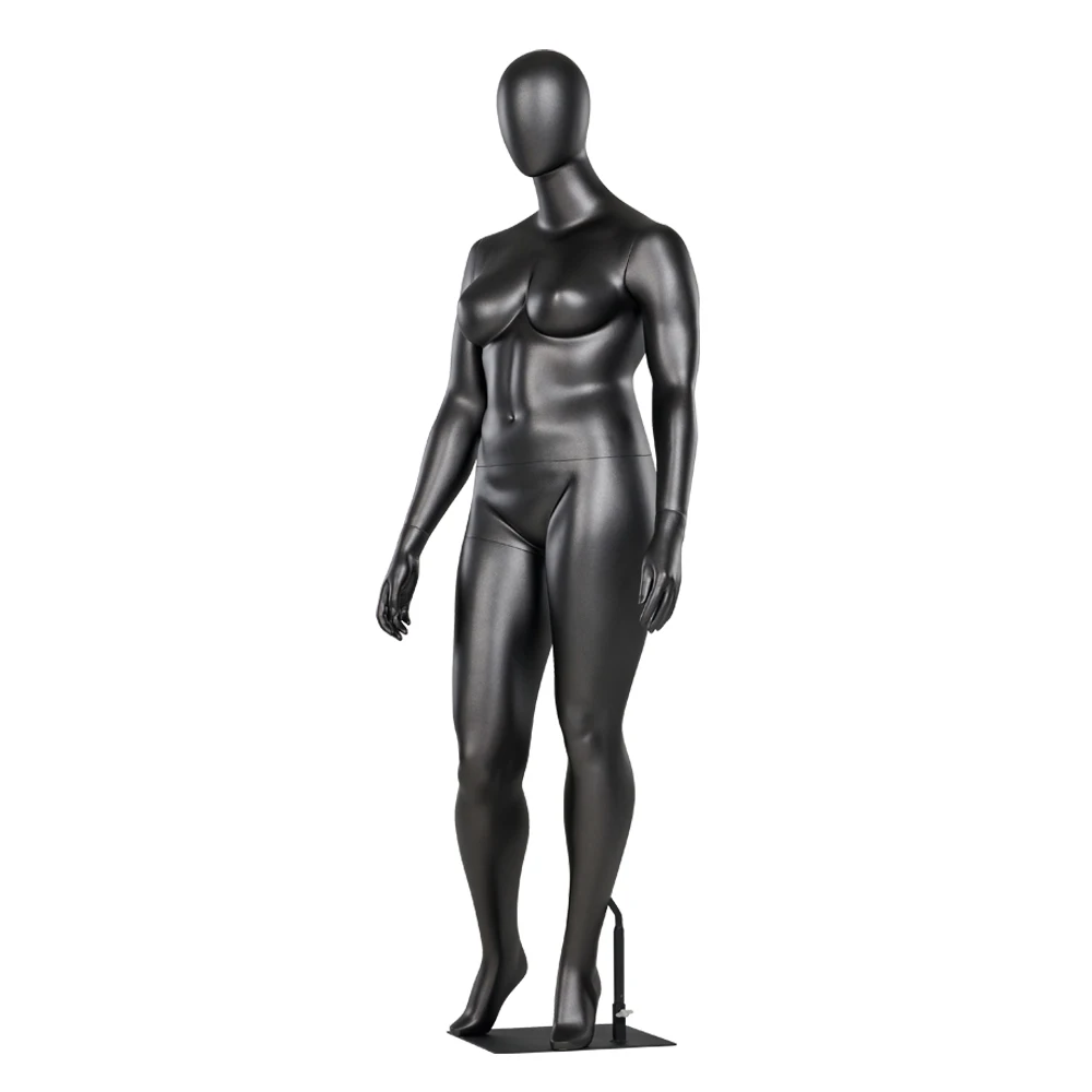 Black Color Fat Female Full Body Mannequin Plus Size Display Mannequin Standing Full Body Mannequin