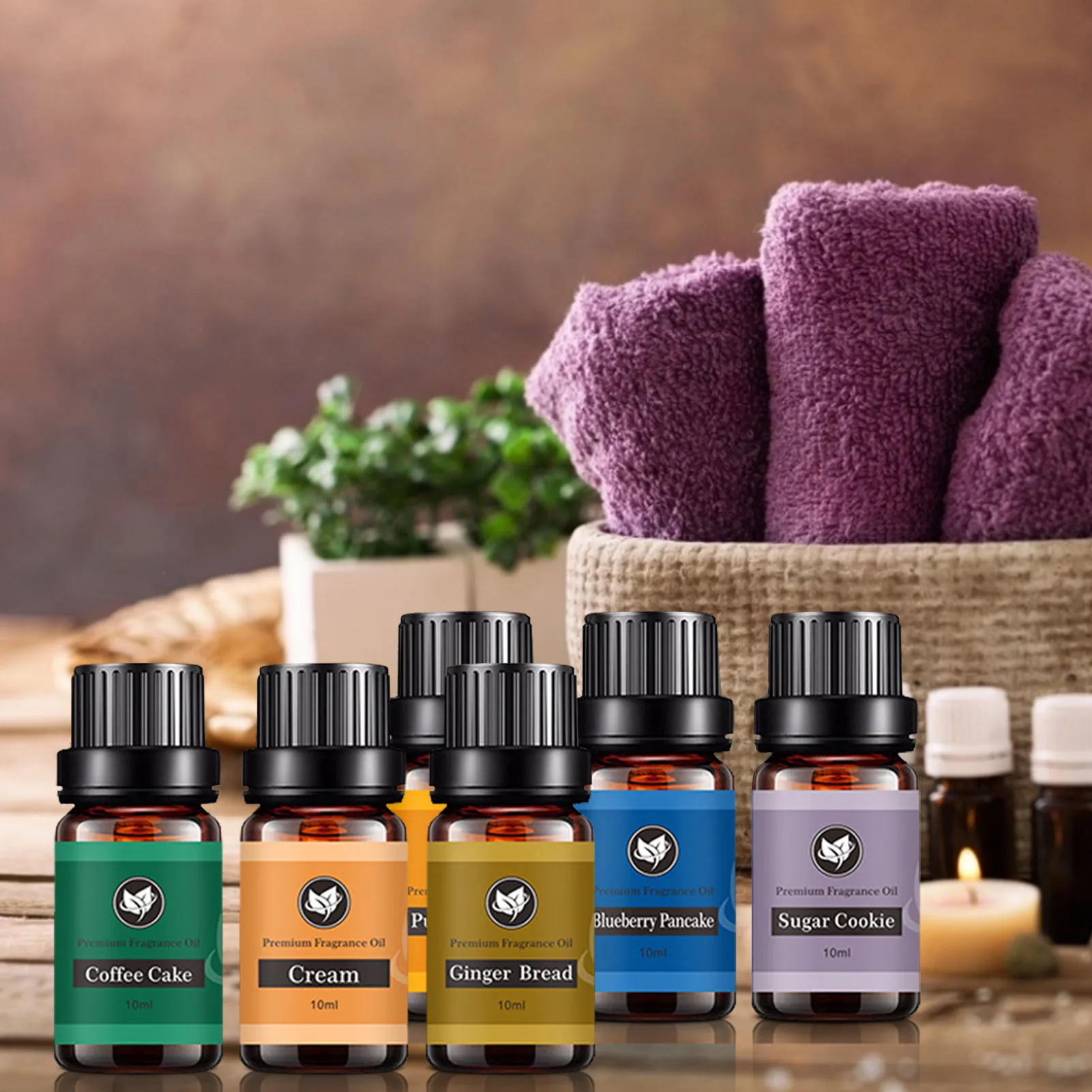 Bakery Set Of 6 Superior Grade Fragrance Oils Blueberry Pancake Sugar Cookie Coffee Cake Cream Ginger Bread Pumpkin Pie 10ml