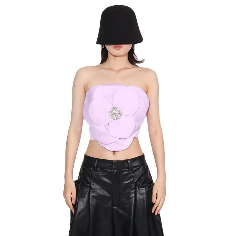 TWOTWINSTYLE Elegant Patchwork Appliques Slimming Vest Sleeveless Backless Vest For Women