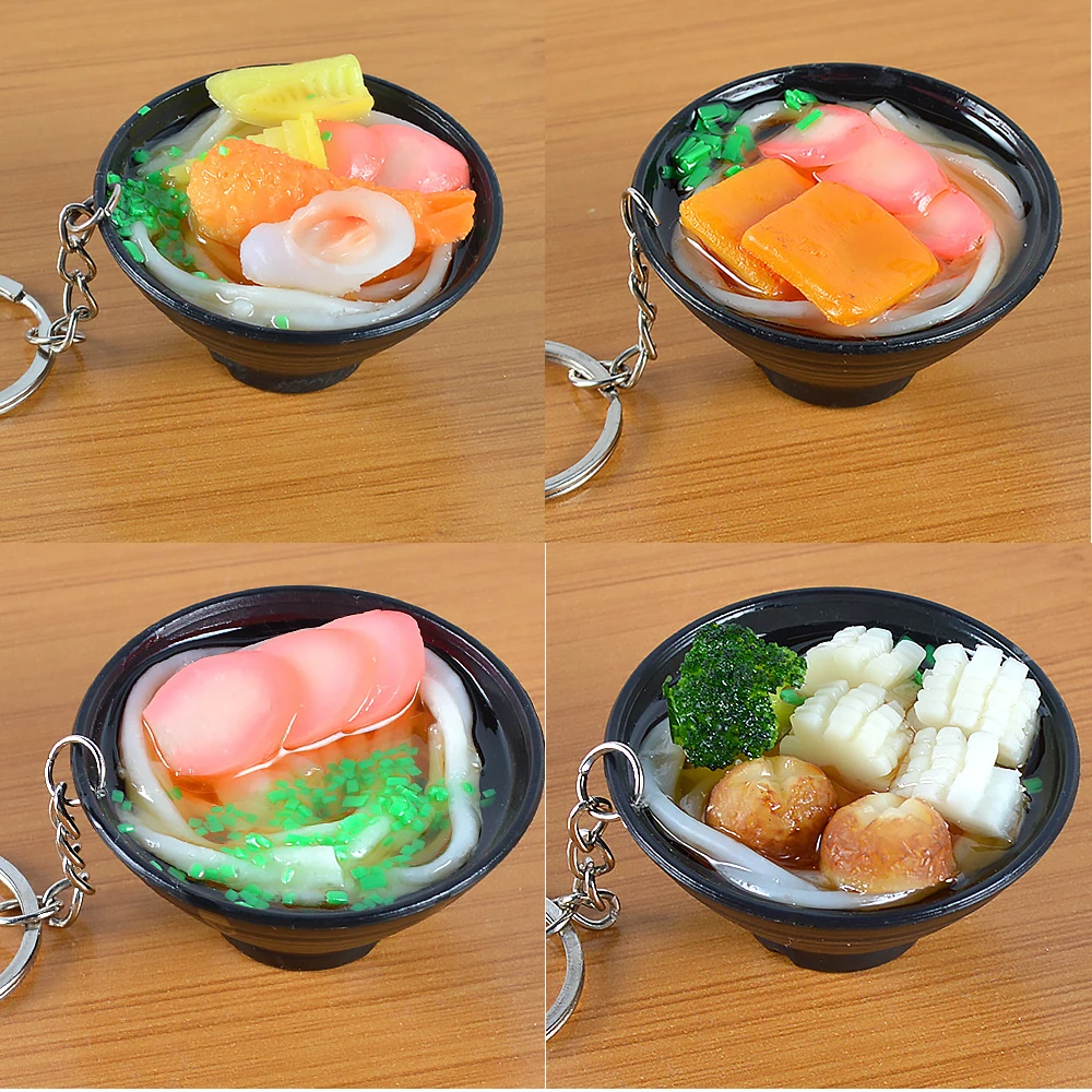 Artificial cute PVC custom food shape stuffed toys gift  designer Cute Bowl Noodles custom miniature food keychain  charms