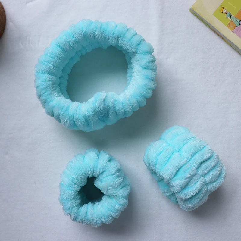 Hot Sale Adjustable Elastic Wristband Spa Headband Facial Wash Hair Band Set