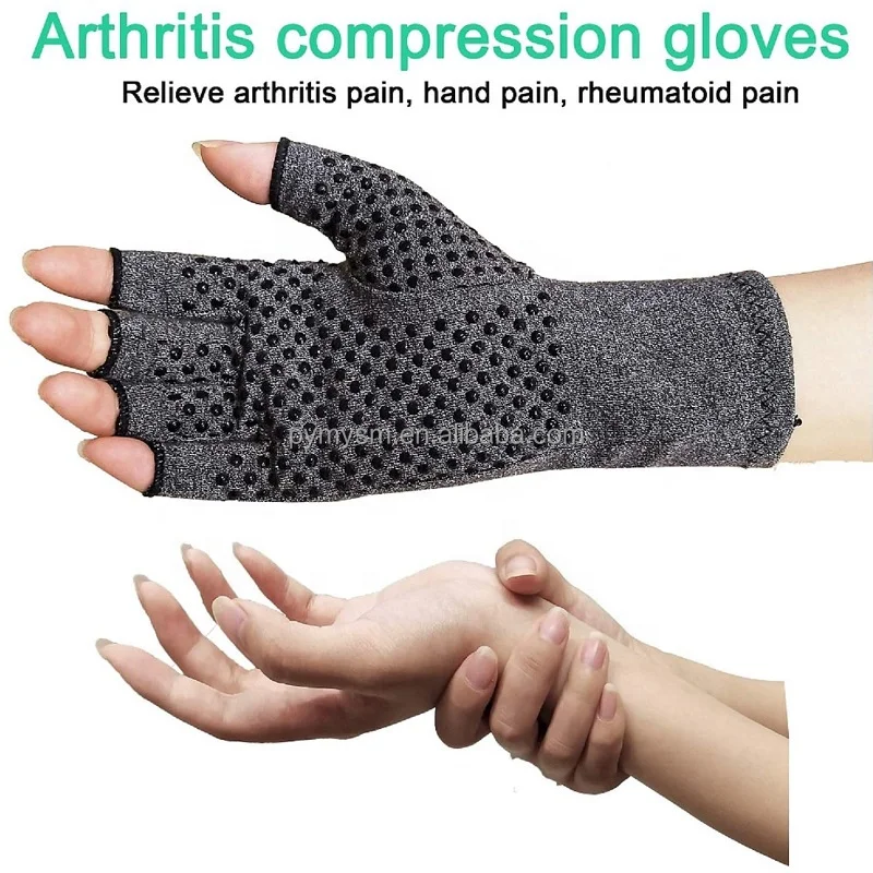 Breathable Cotton With PVC Dots Anti Slip Relief Hand Pains Ease Swelling Arthritis Compression Gloves