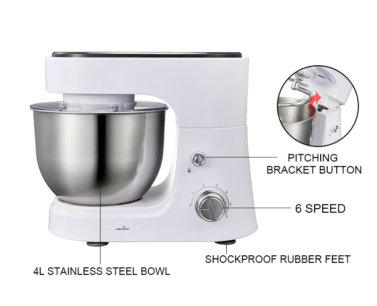 Electric egg batidora machine 6 seep 800w stand mixer for bakery food mixer 4 in 1 home planetary mixer