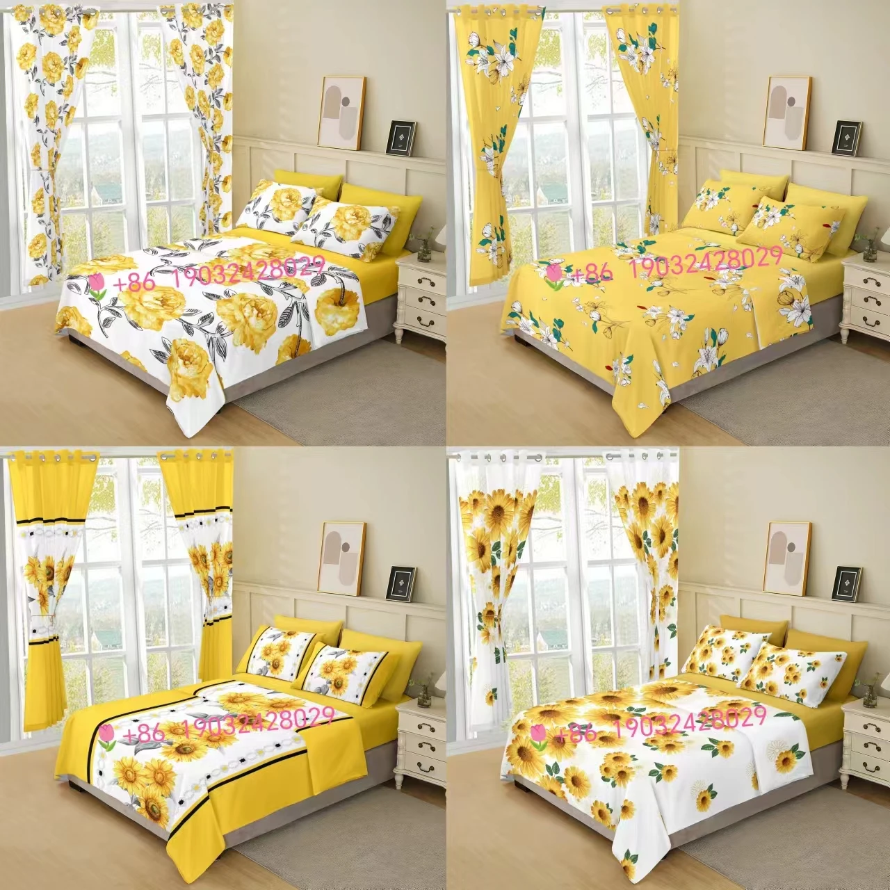 American hot selling 8PCS IN 1 SET cotton sheets bed set king size bed sheet with curtains for bedroom sets sheets bedding