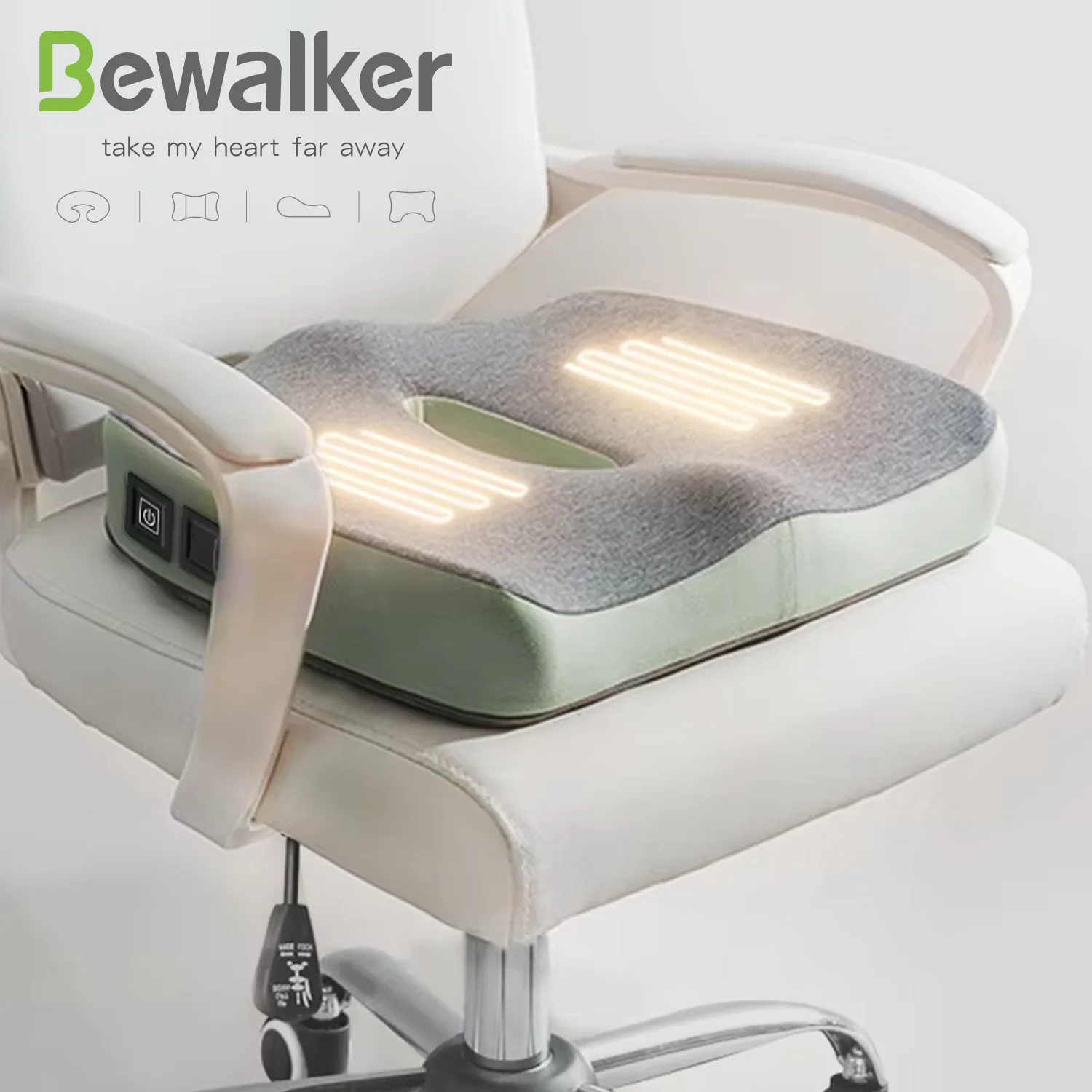 Bewalker winter heated seat cushion office home ergonomic orthopedic comfortable breathable memory foam chair pads