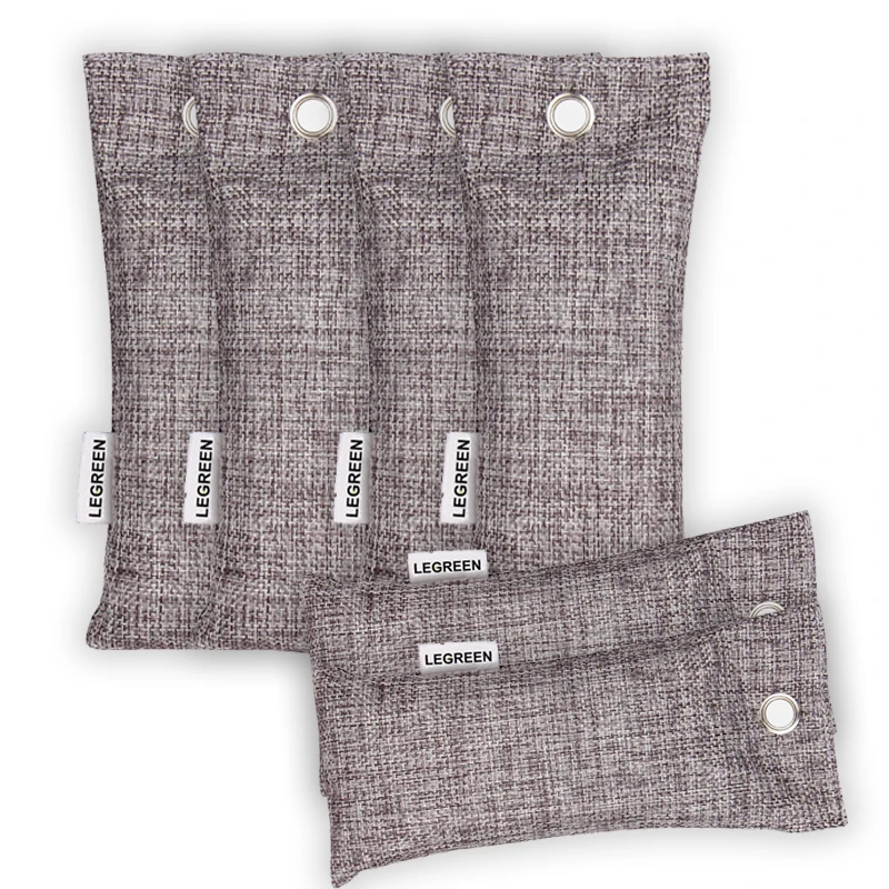 LEGREEN 6 Pack Bamboo Charcoal Air Purifying Bag Charcoal Bags Odor Absorber Shoe Deodorizer 75g