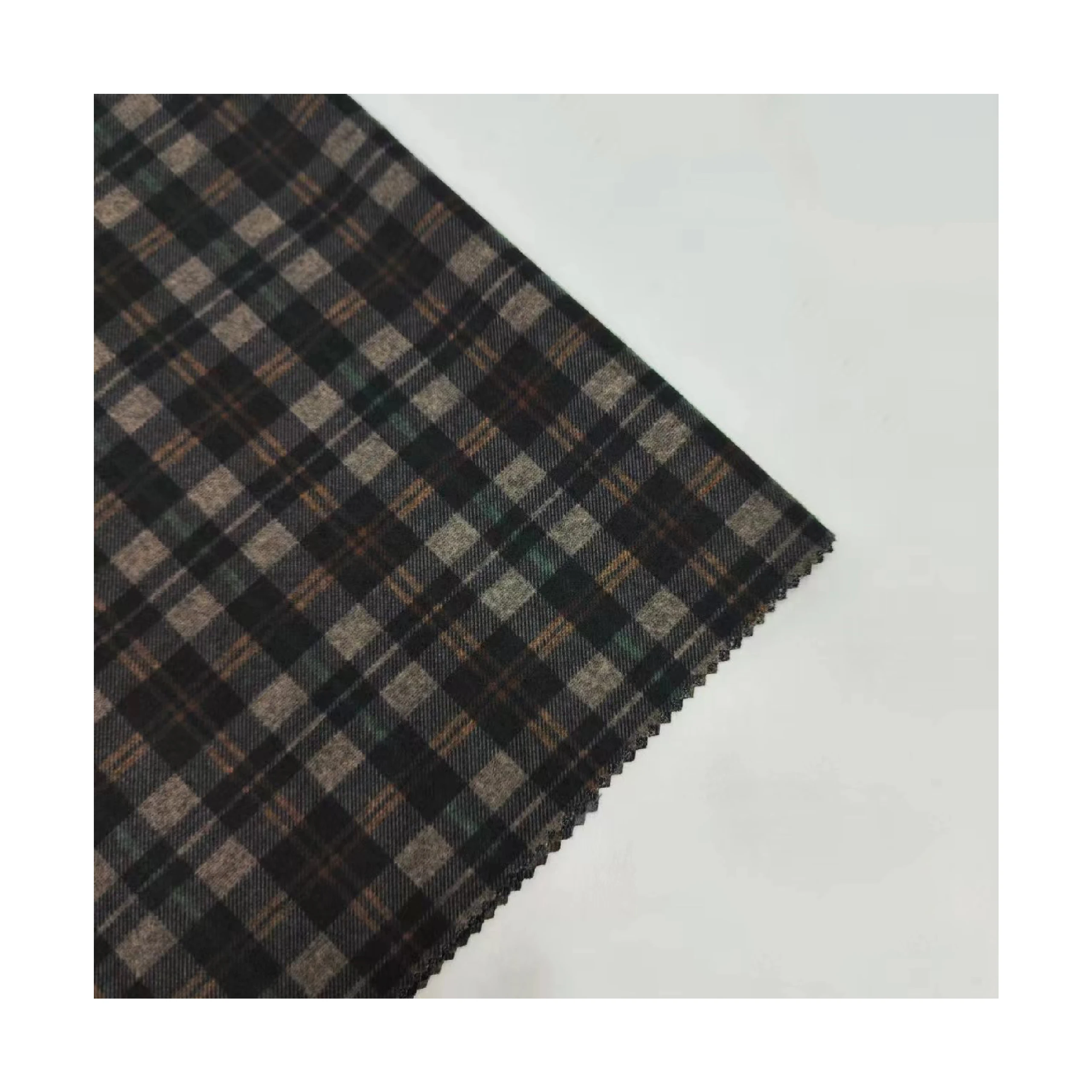 SHAOXING YUEYANG TEXTILE Polyester Rayon Spandex Grey Tr Knitted Brushed Plaid Print Ponte De Roma Fabric For Garment