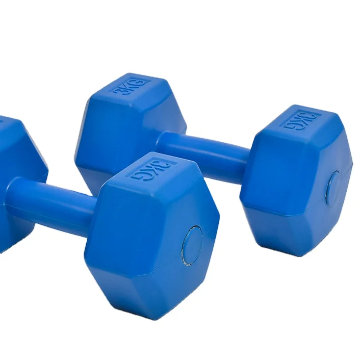 Online buy Made in China high quality cheap Plastic Cement Sand Filled Hexagon Dumbbell 10kg 15kh