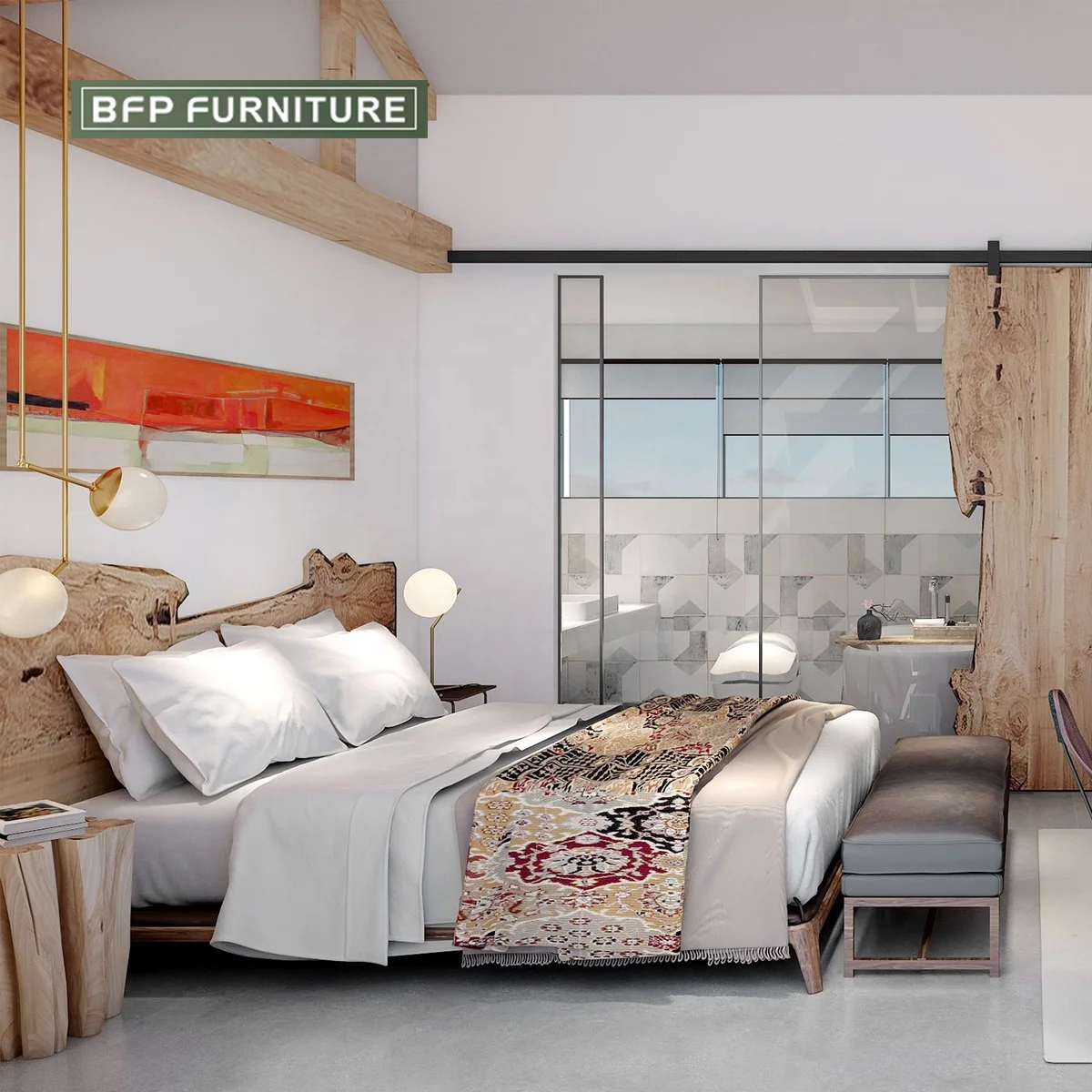 BFP One Stop Solutions Furniture Set for Restaurant Hotel Modern Minimalist Comfortable Living Wooden Elements Bedroom Design