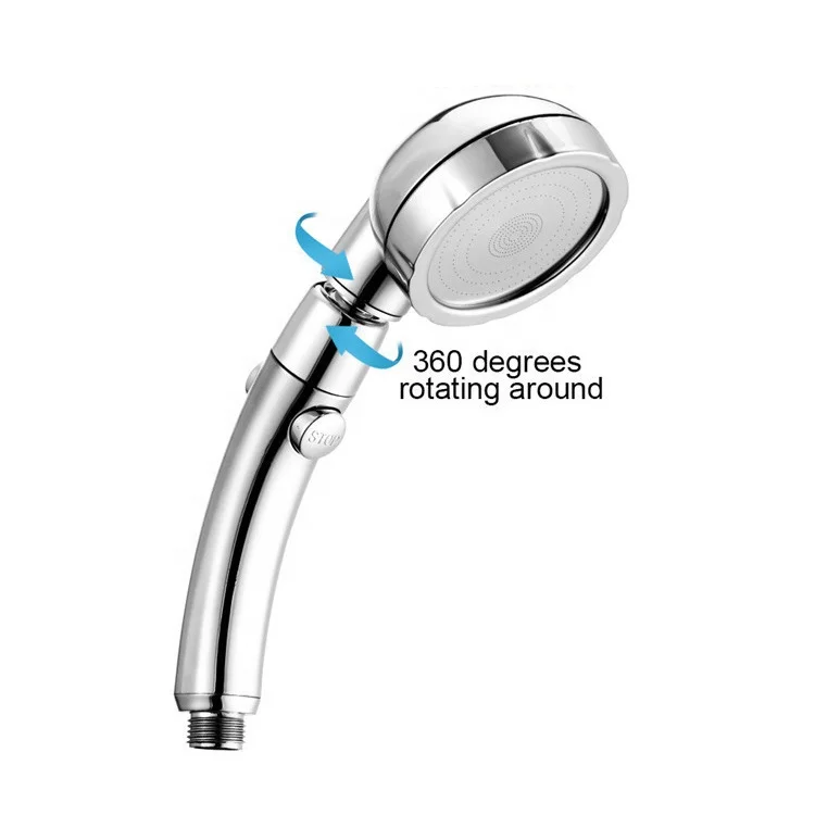 Luxury high pressure 360 rotating handheld shower head stainless steel massage spa jetted rainfall shower head with on/off