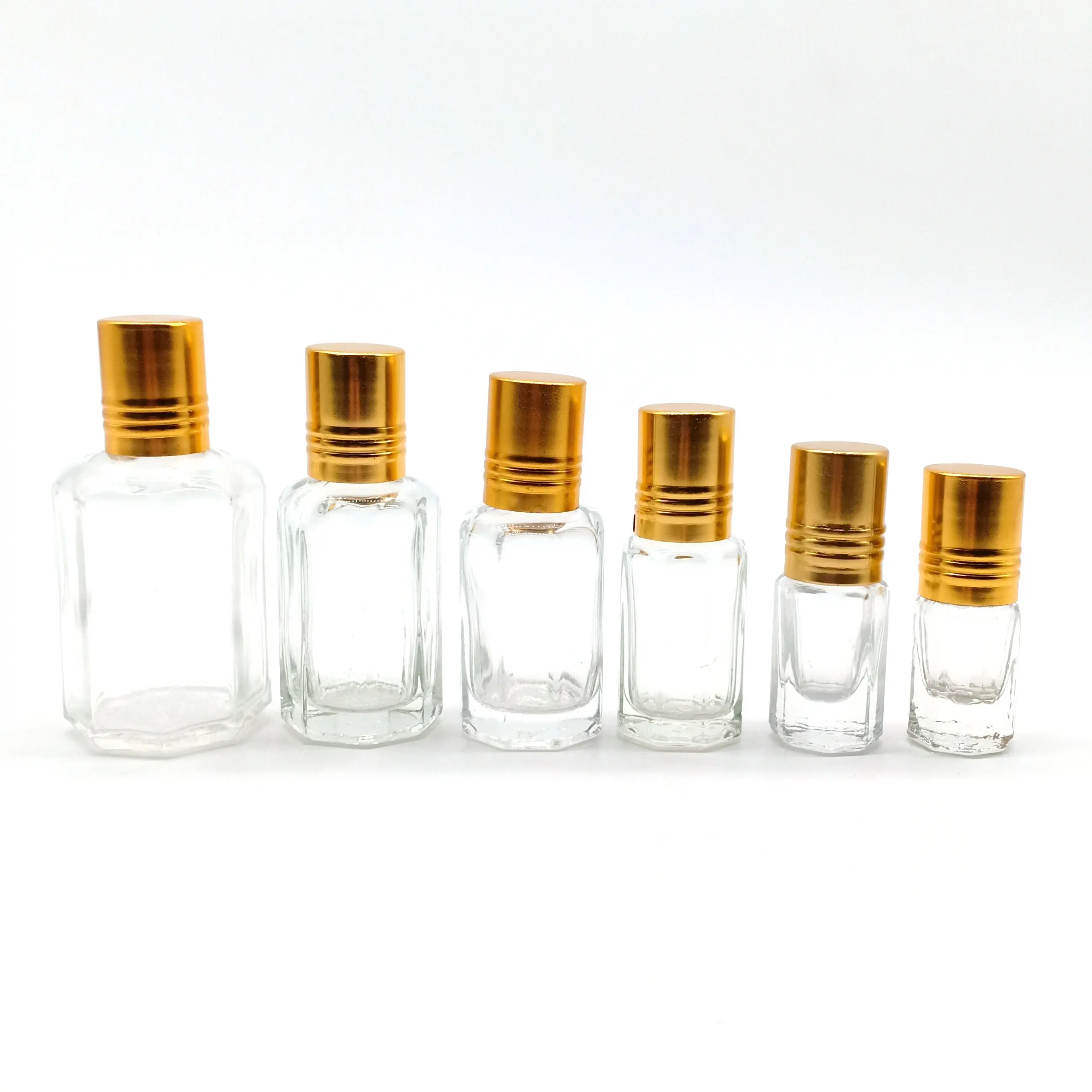 Factory sale 2ml 3 ml 6ml 12ml 20ml 60mlattar perfume glass bottle roll on 3 ml attar bottle with aluminum gold cap