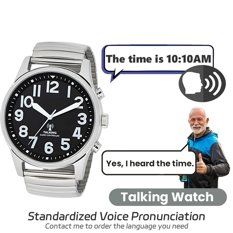 Talking Wrist Watch with Alarm Analog Hands and Digital English Talking Watch For Blind Person Visually Impaired or the Elderly
