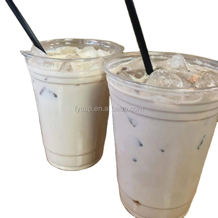 95mm caliber ice coffee cup beverage manufacturer disposable plastic PET cup with cover boba tea yogurt customizable slush cups