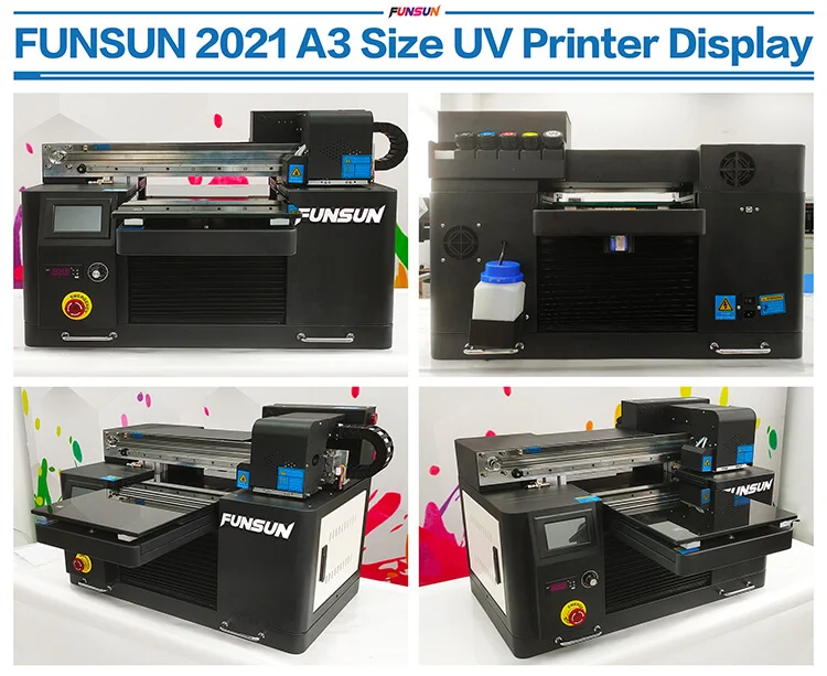 Funsun Factory Direct Wholesale A3 UV Flatbed Printer for Phone Case Cup Glass PVC Wood Leather