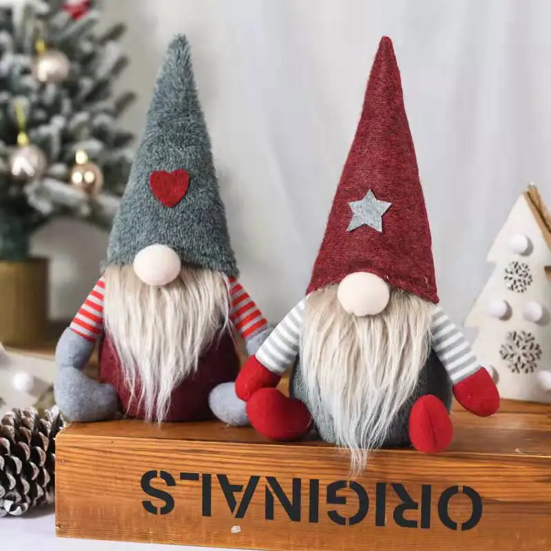 wholesale Gnome Christmas Ornaments home decor Gnomes Hat Christmas Gonks Gnomes Ornaments Red Gray christmas dwarf Elf Doll