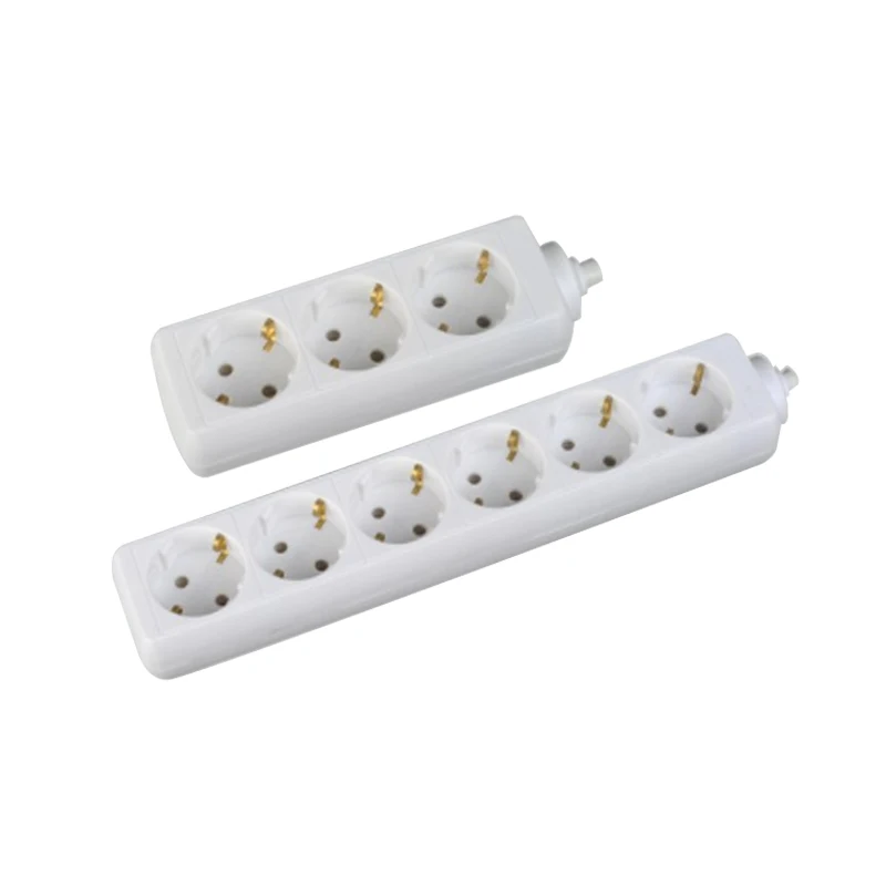220V Vertical European Electrical Socket Outlet Portable Power Extension 7 Sockets with Grounding with Button