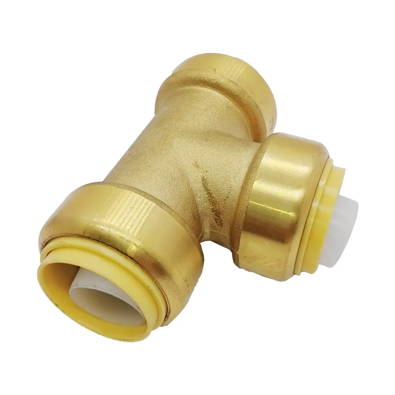 Green Valve Brass Equal Fast Installation 3-Way Push Fit Fitting Tee-valve  High Quality Pipe Fittings