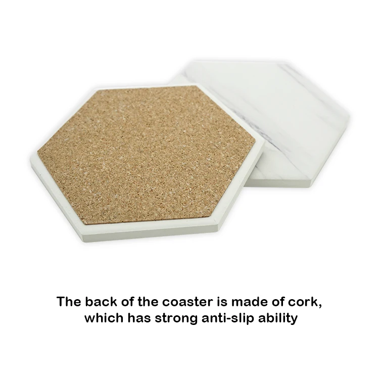 Custom high quality marble pattern table mat ceramic cup coasters for drinks