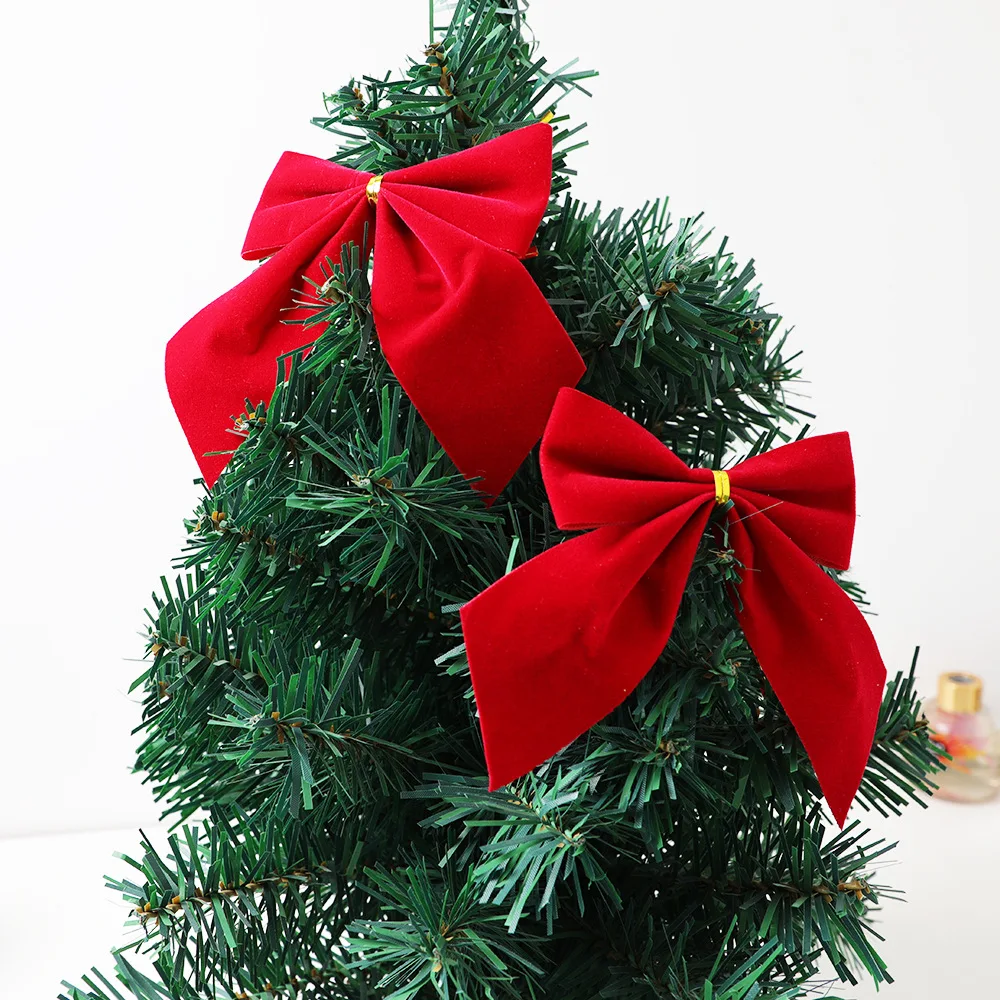 5cm Mini Xmas red Bow Ornaments  12pcs Per Set Christmas Ribbon Bow for  Christmas Tree Topper Outdoor Decorations Stock