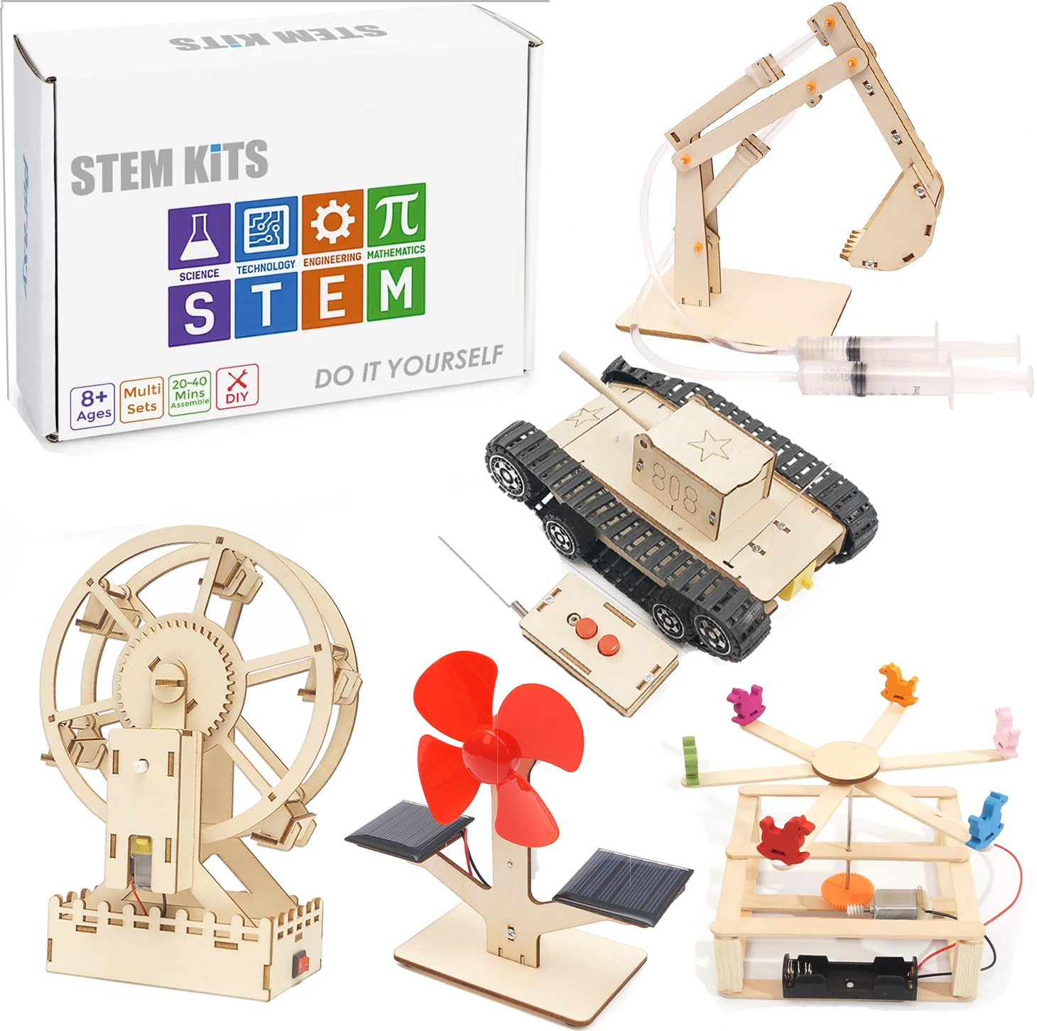 Robotic Science Kits Experiment Puzzle Kits for Kids 3D Wood STEM Electric Projects Engineering Set