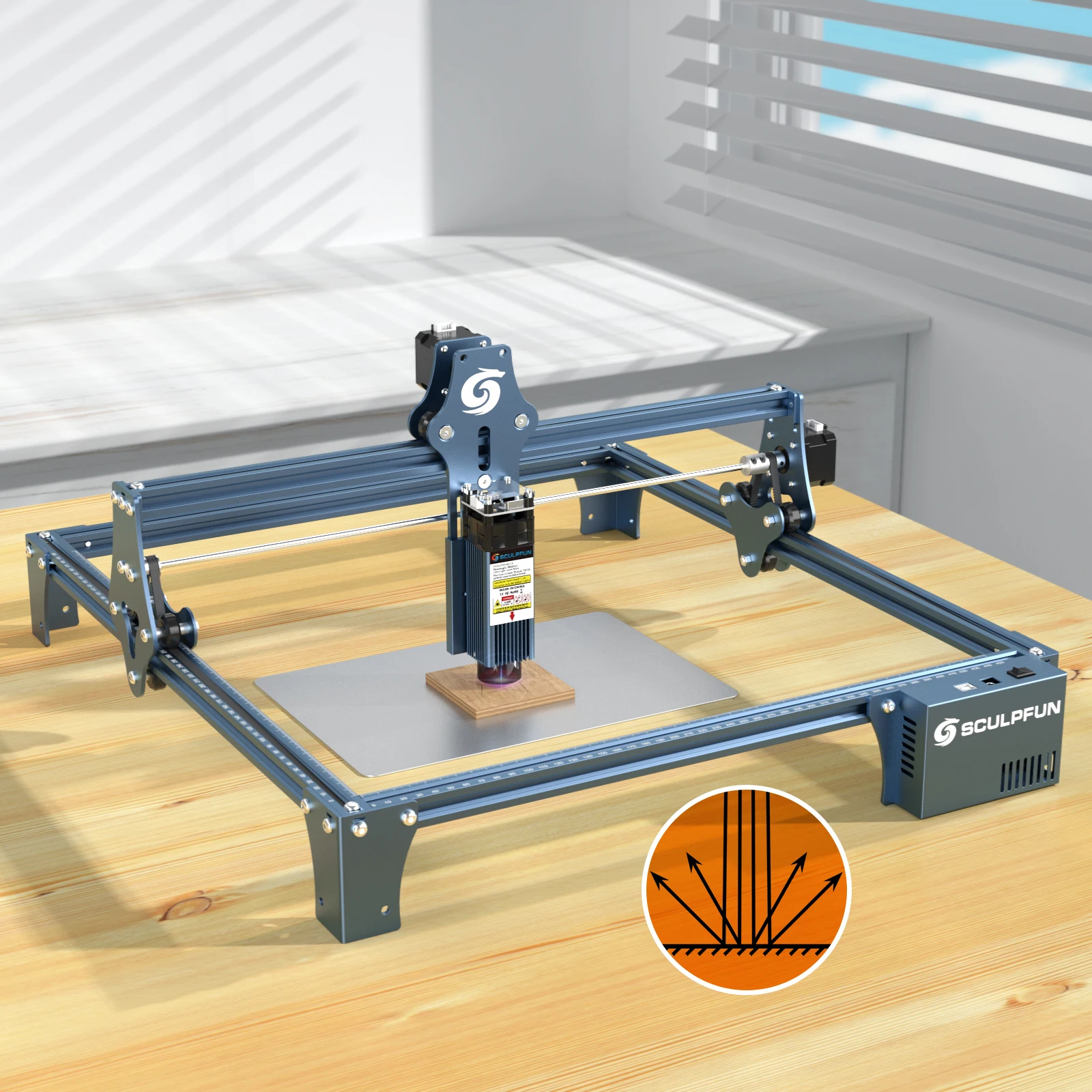 SCULPFUN S9 Laser Engraver for Wood Acrylic Stainless Steel with 5.5W High Precision 0.06mm
