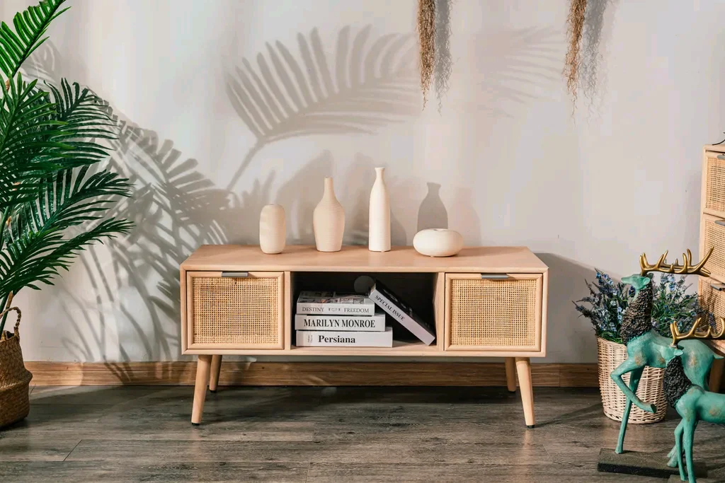 Combohome Modern TV Stand Furniture Wood TV Stand and Coffee Table White Corner Table Living Room Furniture TV Cabinet Stand