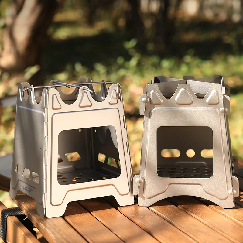 Titanium Wood Stove Hinged Camping Stove Ultralight and Compact Stove for Backpacking, Camping, and Survival