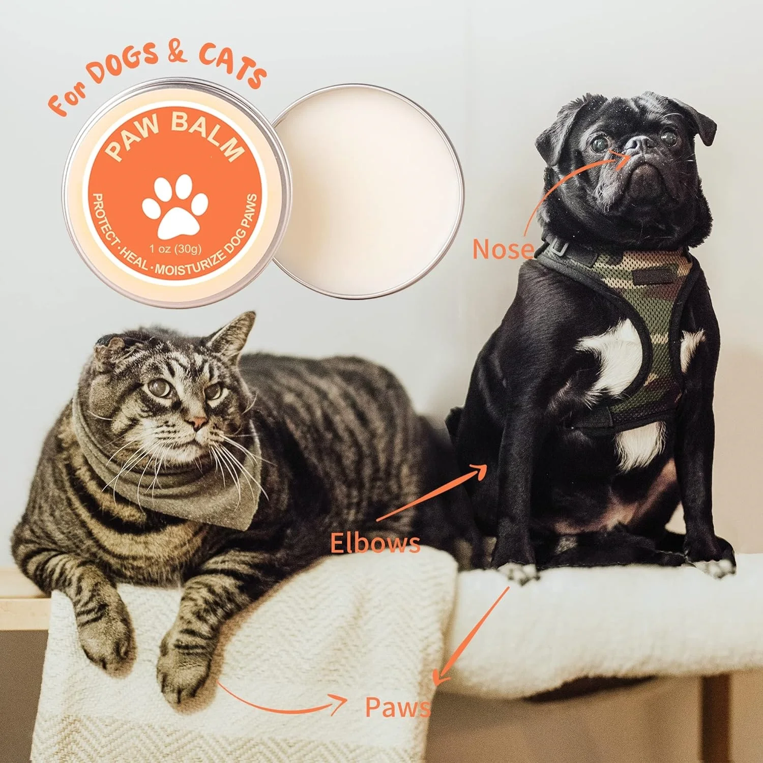 Natural Dog Paw Wax Nose Cream and Dog Paw Balm Soothes and Repairs Delicate Paws Pet Cream