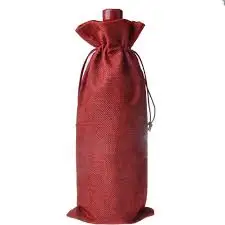 Eco Friendly High Quality Drawstring Burlap Plain Jute Wine Bottle Pouch Bags With Custom Design Size and Color
