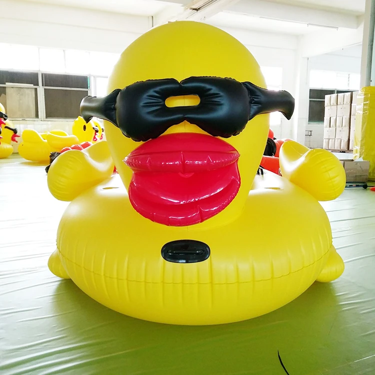 PVC Plastic Pool Riders Float Mega Yellow Duck Island Inflatable Duck Pool Float