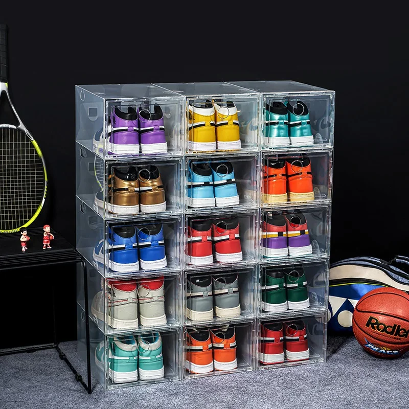 
Closet Plastic Shoe Storage Cheap Custom Drop Front Shoe Box Boxing Container 