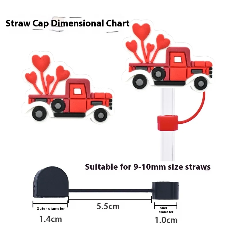 Cartoon Cute 10mm Valentines Day Gifts Silicone Straw Topper for Tumbler Bar Accessory Detachable Soft Rubber Drinking Wholesale