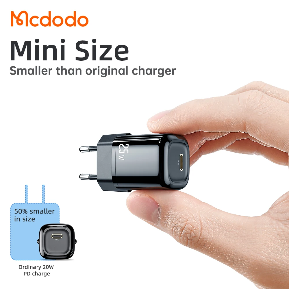  Сетевое зарядное устройство Mcdodo с одним портом usb type-c и поддержкой быстрой зарядки 25/20/25
