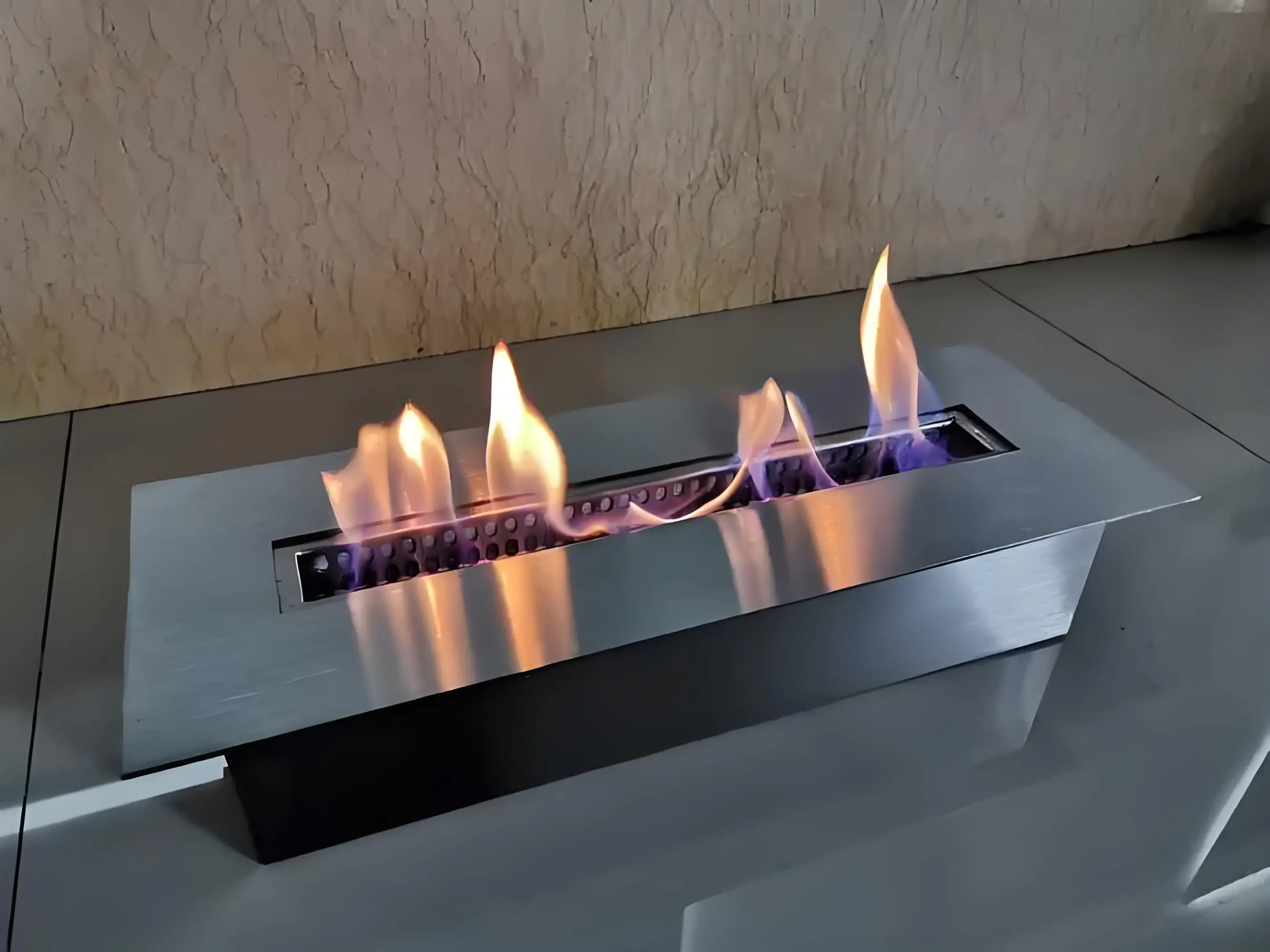1200mm Modern Freestanding Bio Ethanol Fireplace Burner Fuel Inserted Decorate for Indoor Use for Villas Steel Metal Material