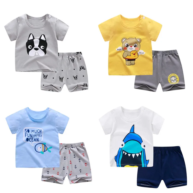 
hot sale amazon ebay supplier short sleeve baby clothing sets cotton baby clothing set 