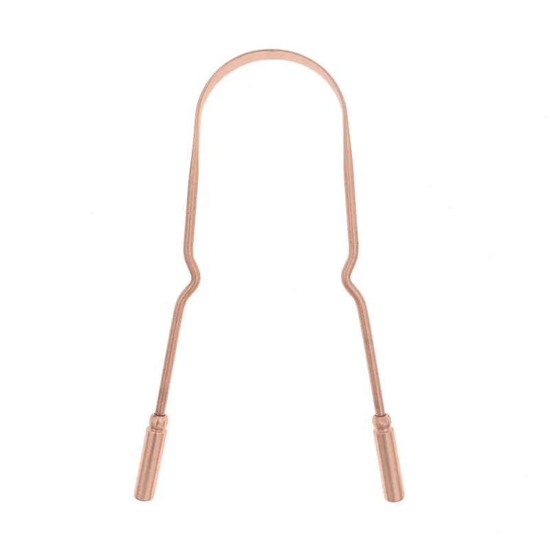 All Natural Ayurvedic U shaped Tongue Cleaner portable cotton bag pack 100% pure copper tongue scraper