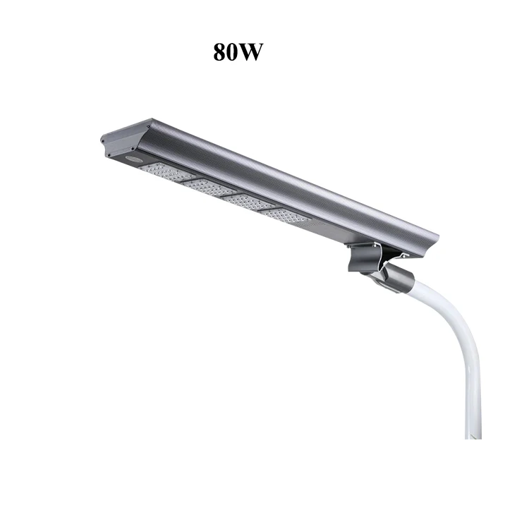 high quality Aluminum PC lens Smart RC control light sensor Solar 80 Watts road lighting LED street light for road use