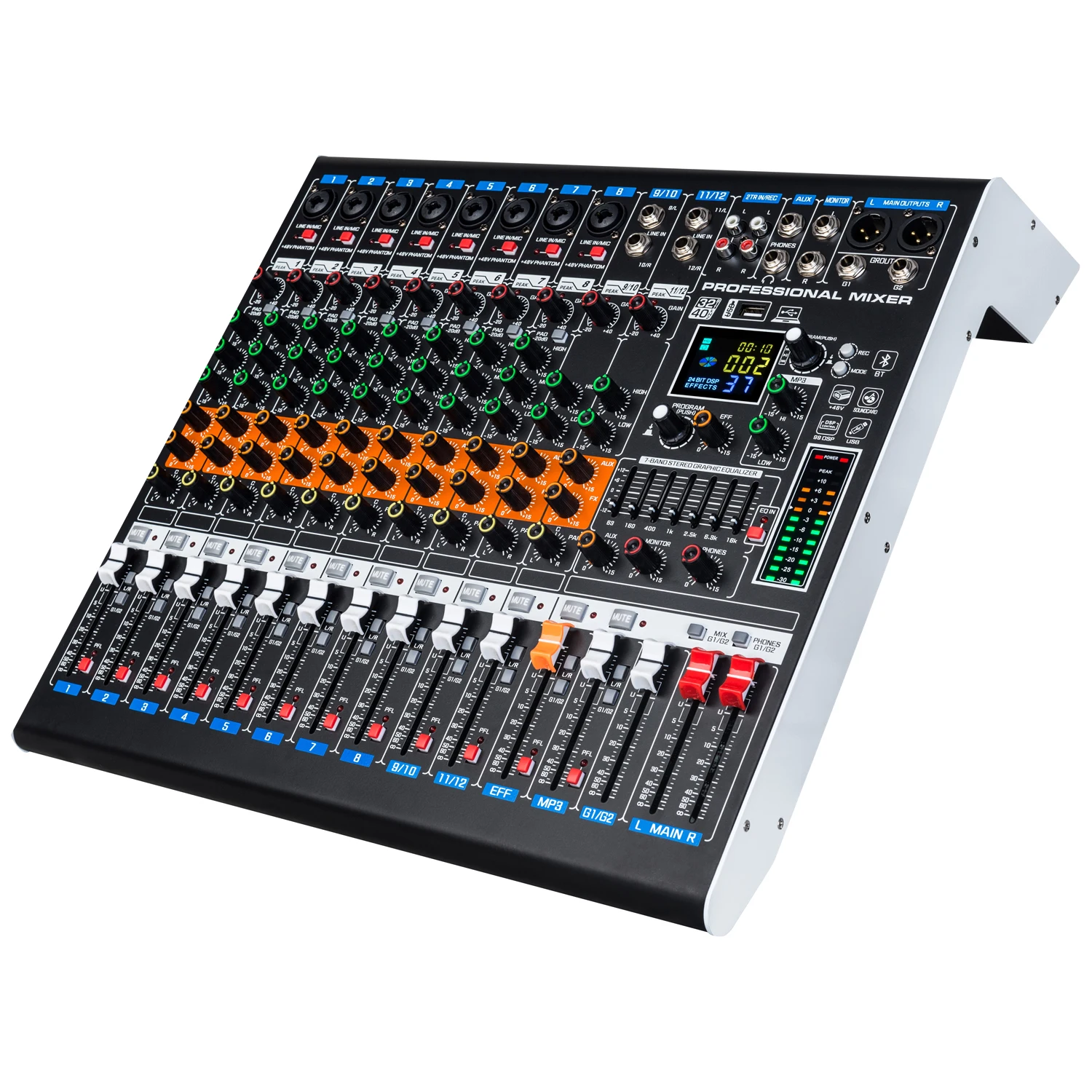 BLA12 12-канальный цифровой 99 DSP 48 В Phantom Power USB большой красочный дисплей профессиональный звуковой микшер