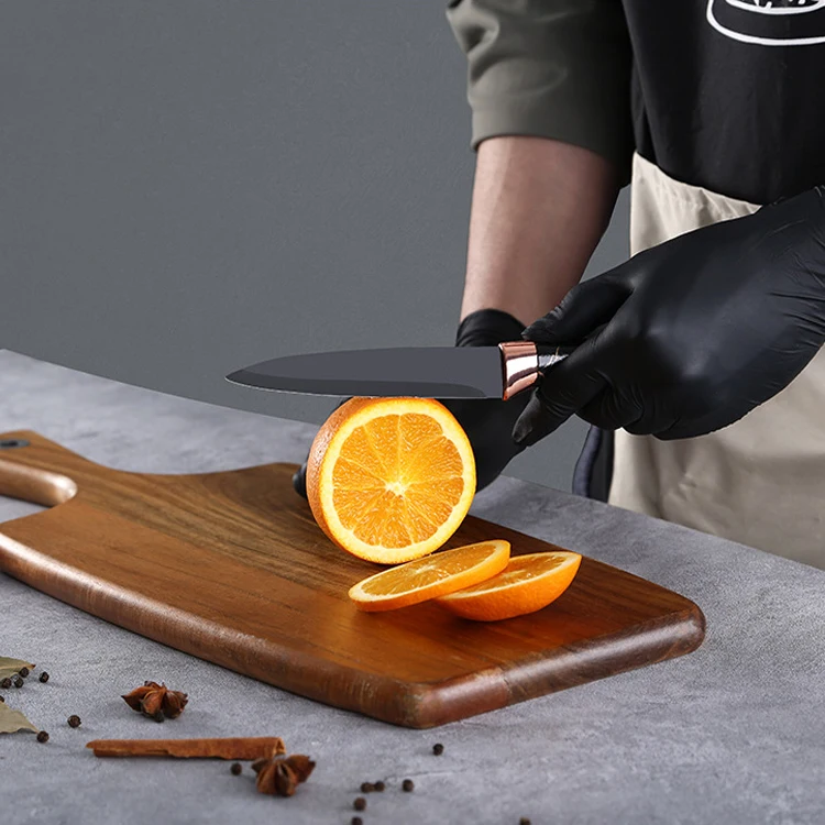 Hot selling rose gold double electroplating head marble pattern stainless steel kitchen knife set