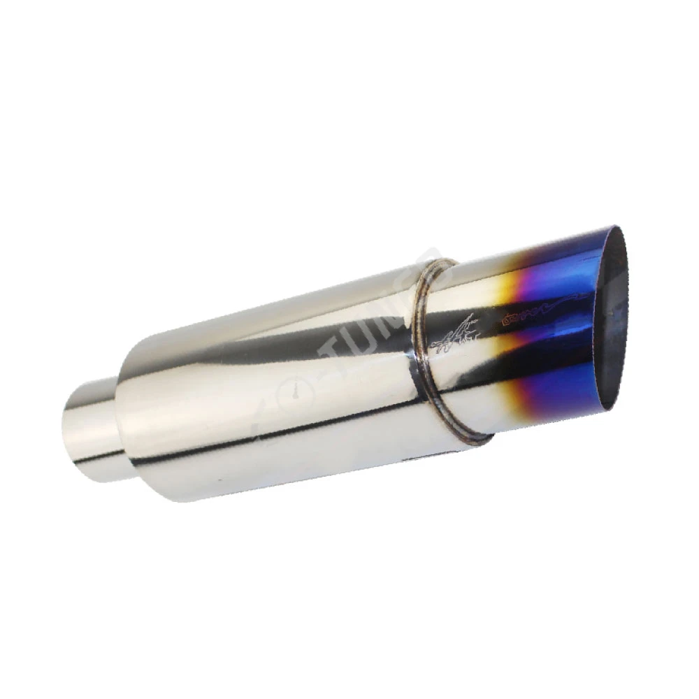 JDM Car Straight Exhaust Muffler Polished Stainless Steel Universal Pipe Tip End Oblique 89mm Outlet 51 57 63mm Inlet