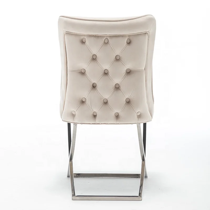 Wholesale dining Chair Tufted Back Stainless Steel Velvet Fabric Upholstered Home Furniture