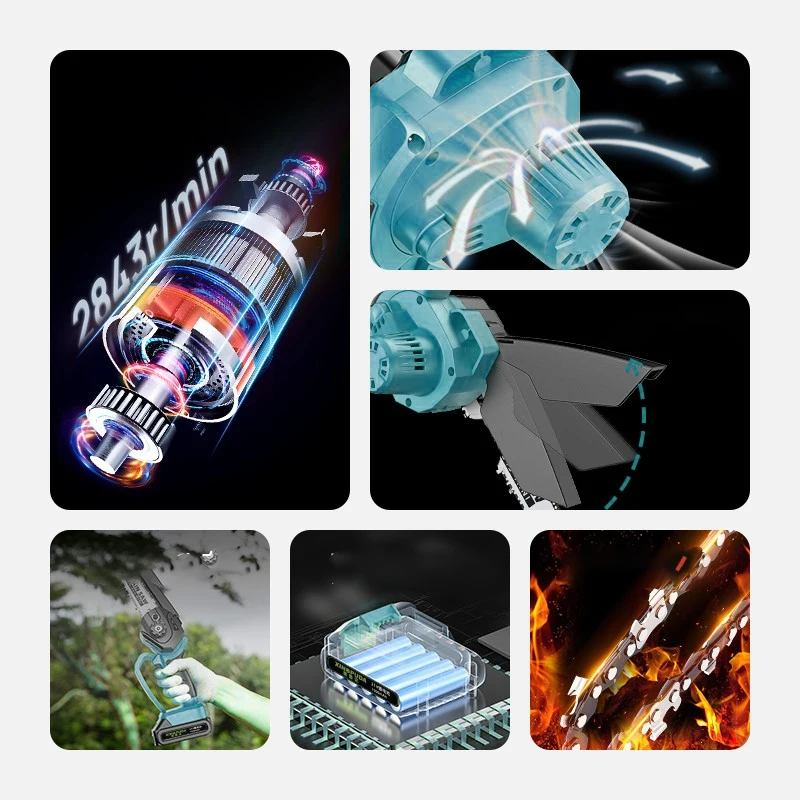 iPOPULUS Good Price 16 Inch Battery Tool Cordless Chain Saw Wood Cutting Machine Garden Electric Power lithium Chain Saw