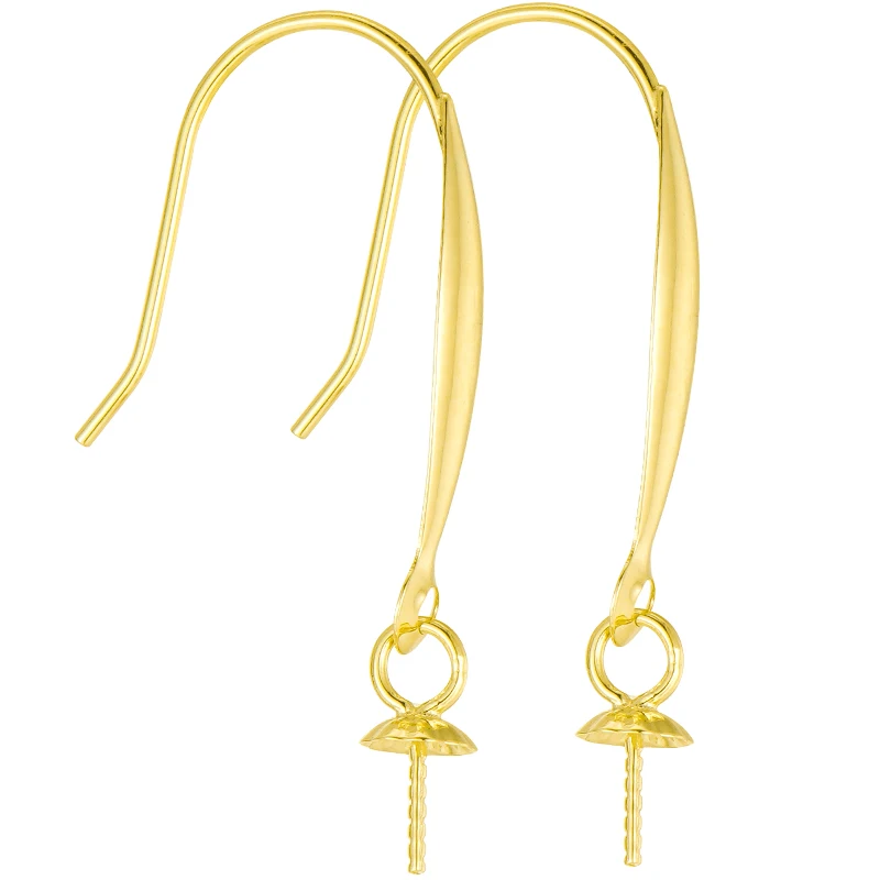 Au 750 Jewelry DIY Accessories 18K gold Pearl Round GEM Stones Hook Hoop Earring Holder Mounts for Jewelry making