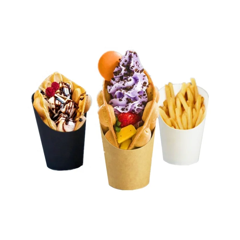 Disposable Paper French Fry Cups Take-out Party Baking Waffle Paper Popcorn Boxes Sandwich Kraft Paper Cups